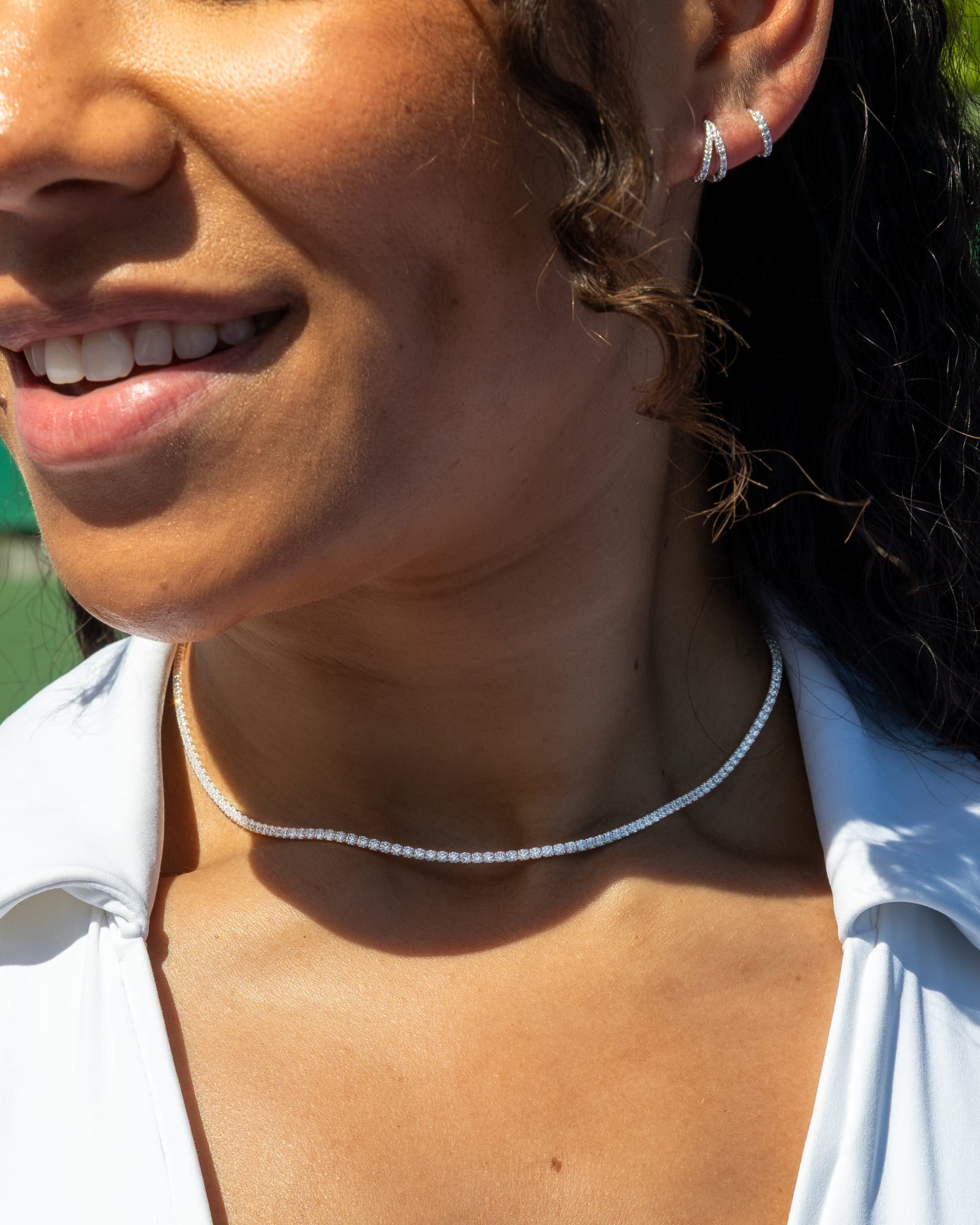 Sterling Silver and Cubic Zirconia Tennis Necklace