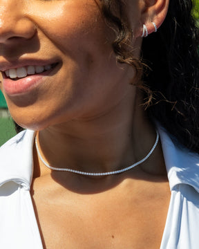 Sterling Silver and Cubic Zirconia Tennis Necklace
