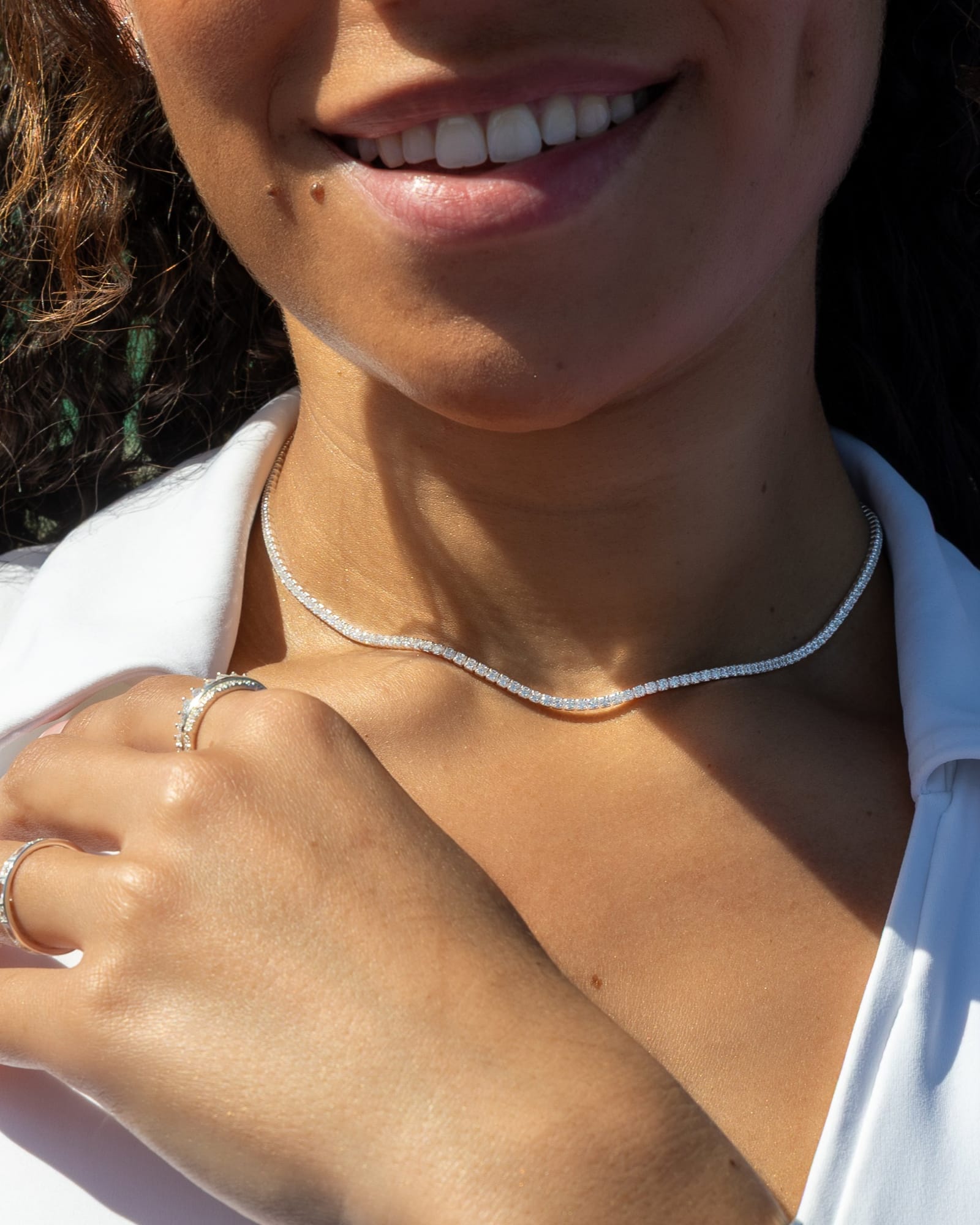 Sterling Silver and Cubic Zirconia Tennis Necklace