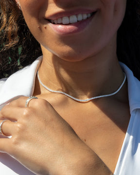 Sterling Silver and Cubic Zirconia Tennis Necklace