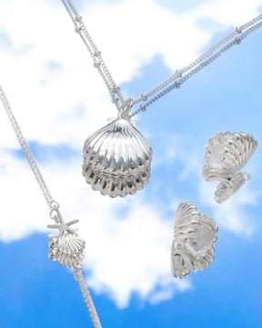 Sterling Silver Hinged Clam Huggie Hoops