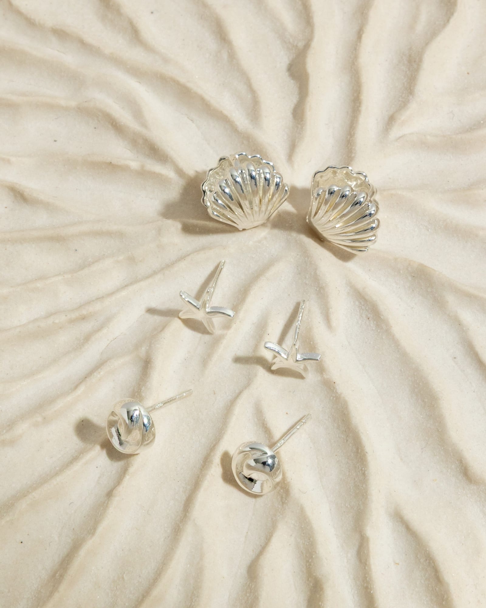 Sterling Silver Hinged Clam Huggie Hoops