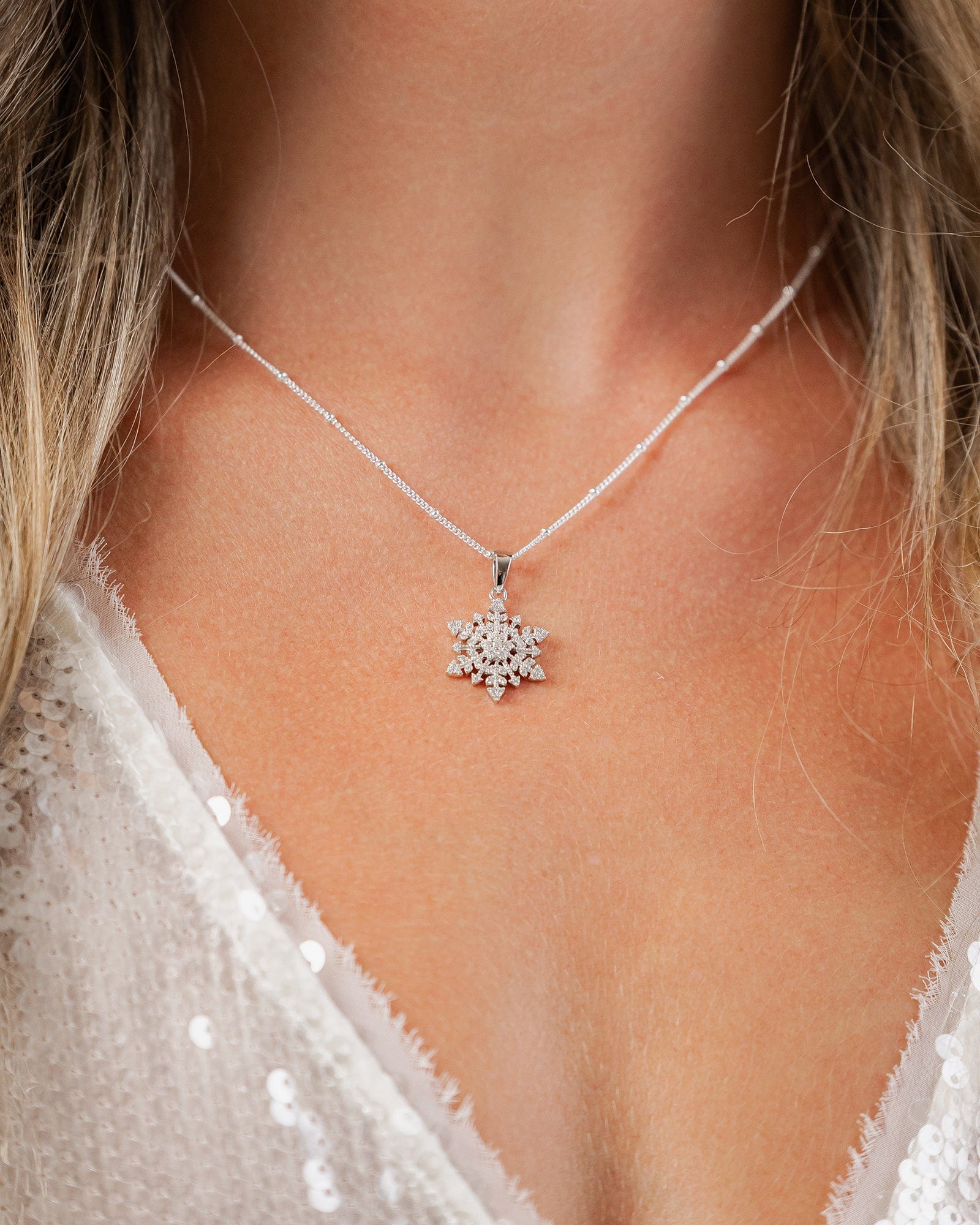 Sterling Silver and Cubic Zirconia Vintage Snowflake Pendant