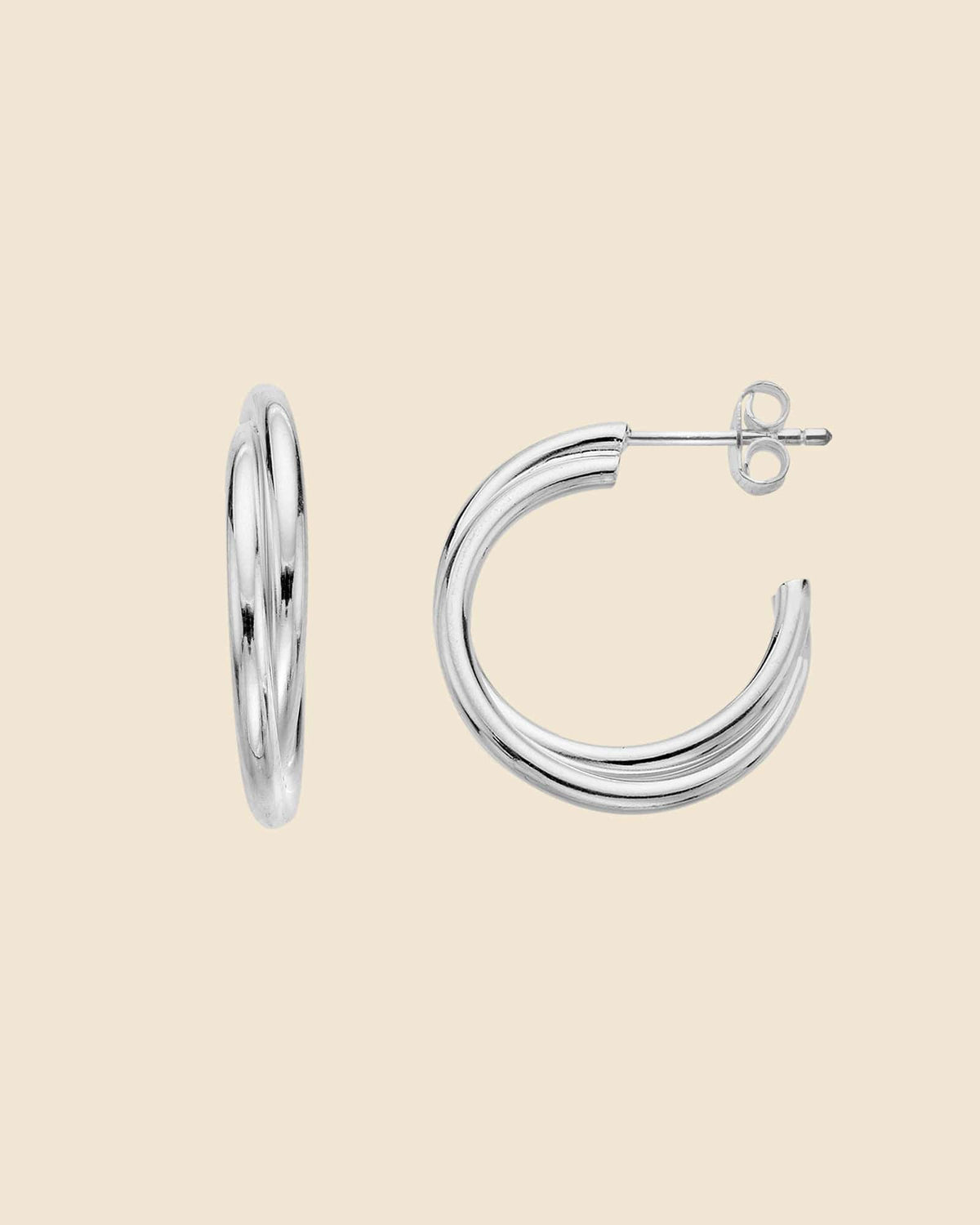 Sterling Silver Crossover Open Hoops