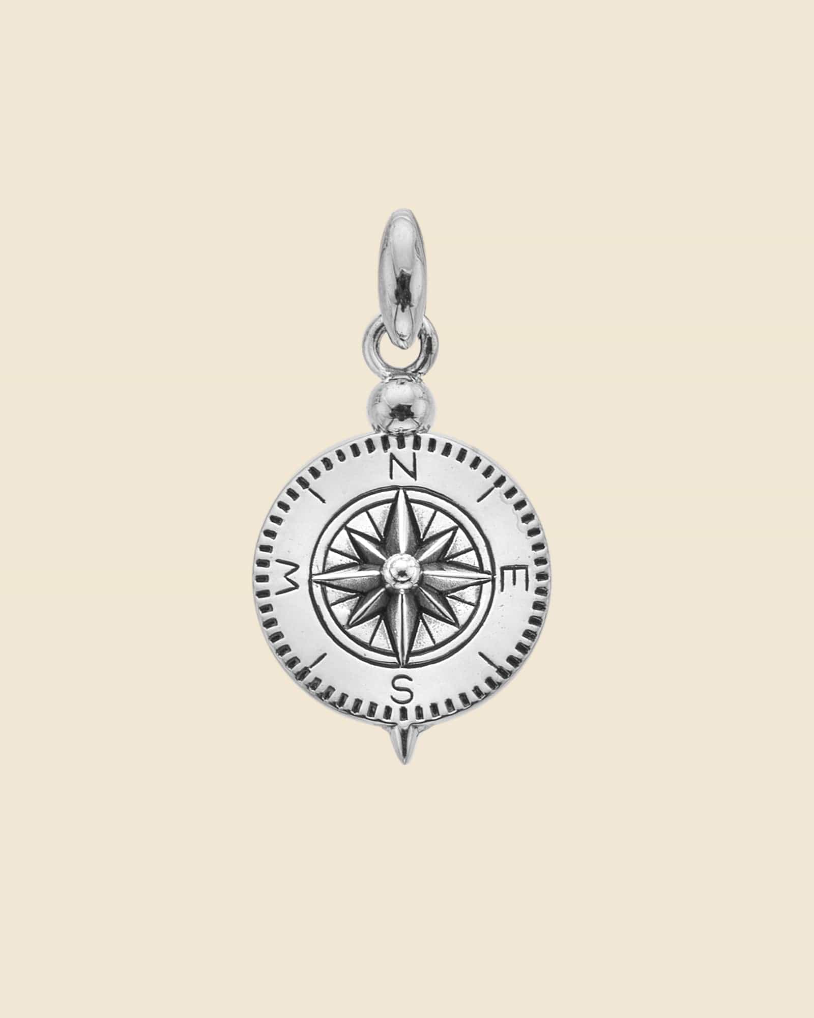 Sterling Silver Oxidised Compass Pendant