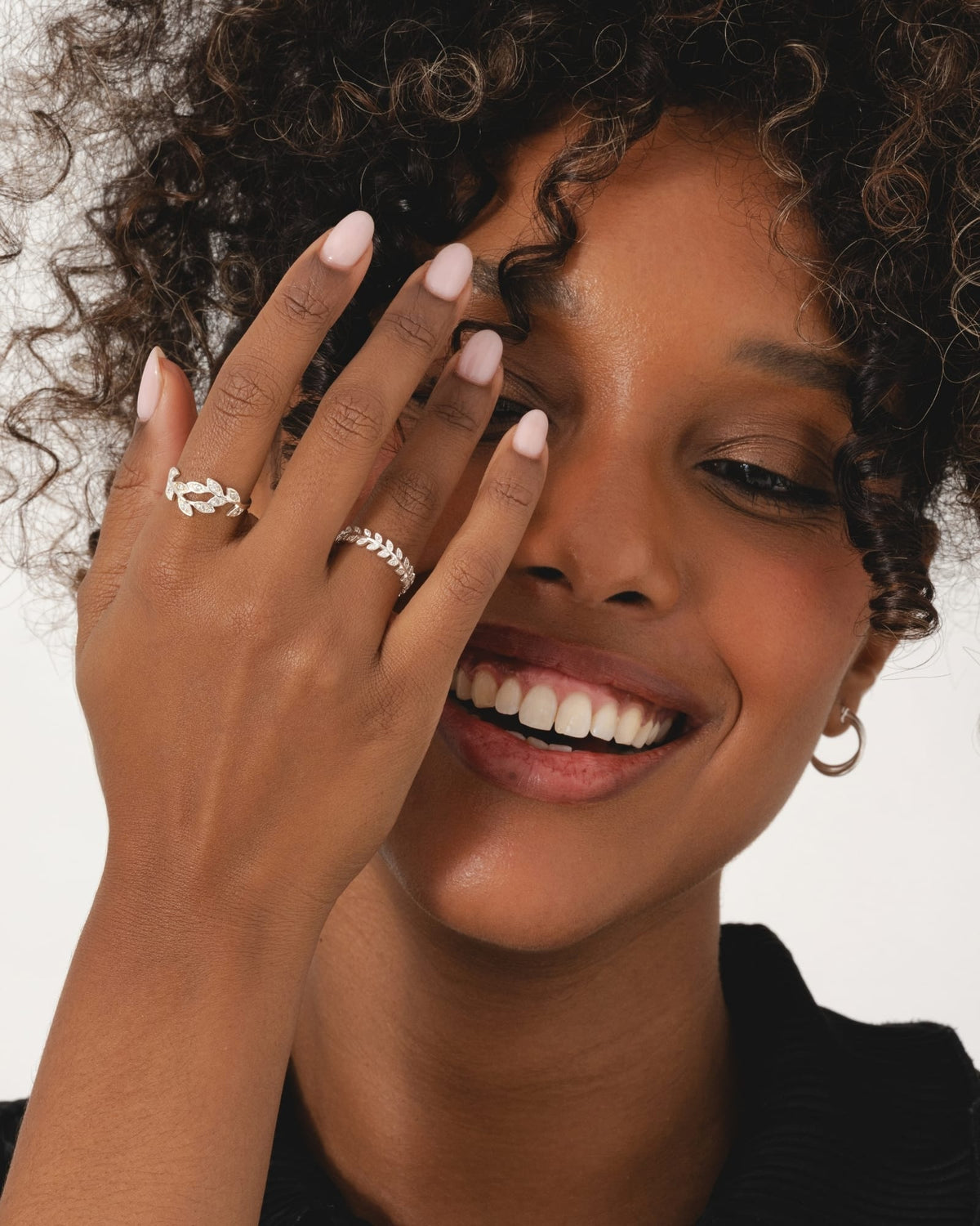 Sterling Silver and Cubic Zirconia Leaf Garland Ring