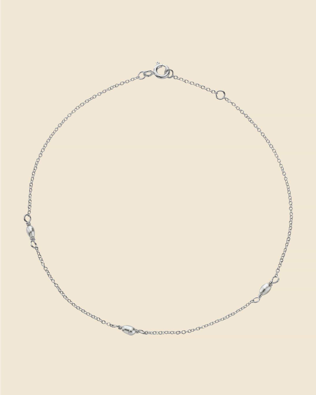 Sterling Silver and Freshwater Pearl Station anklet