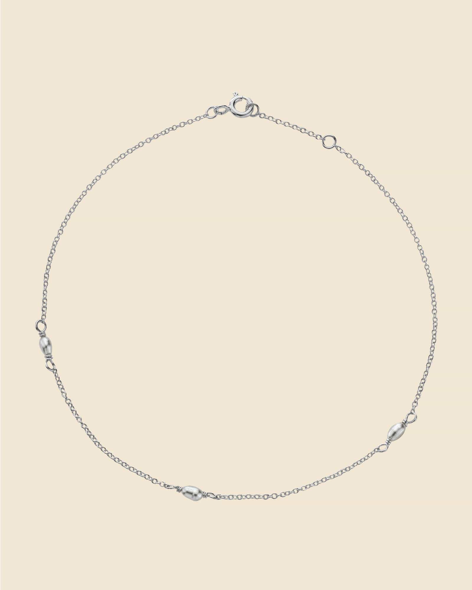 Sterling Silver and Freshwater Pearl Station anklet