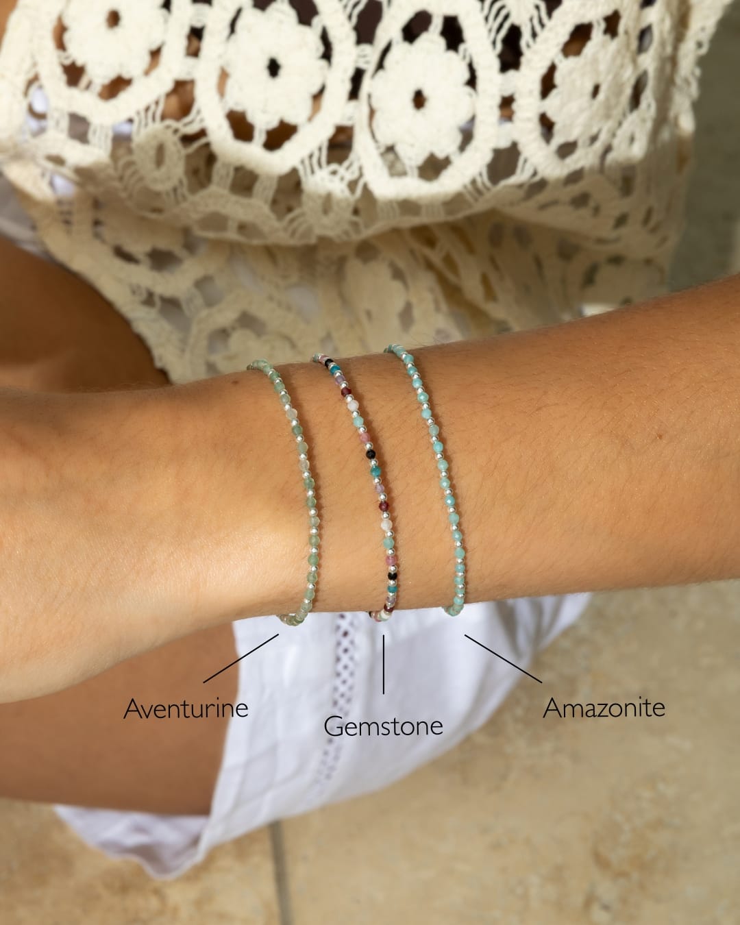 Sterling Silver and Gemstone Beaded Bracelet