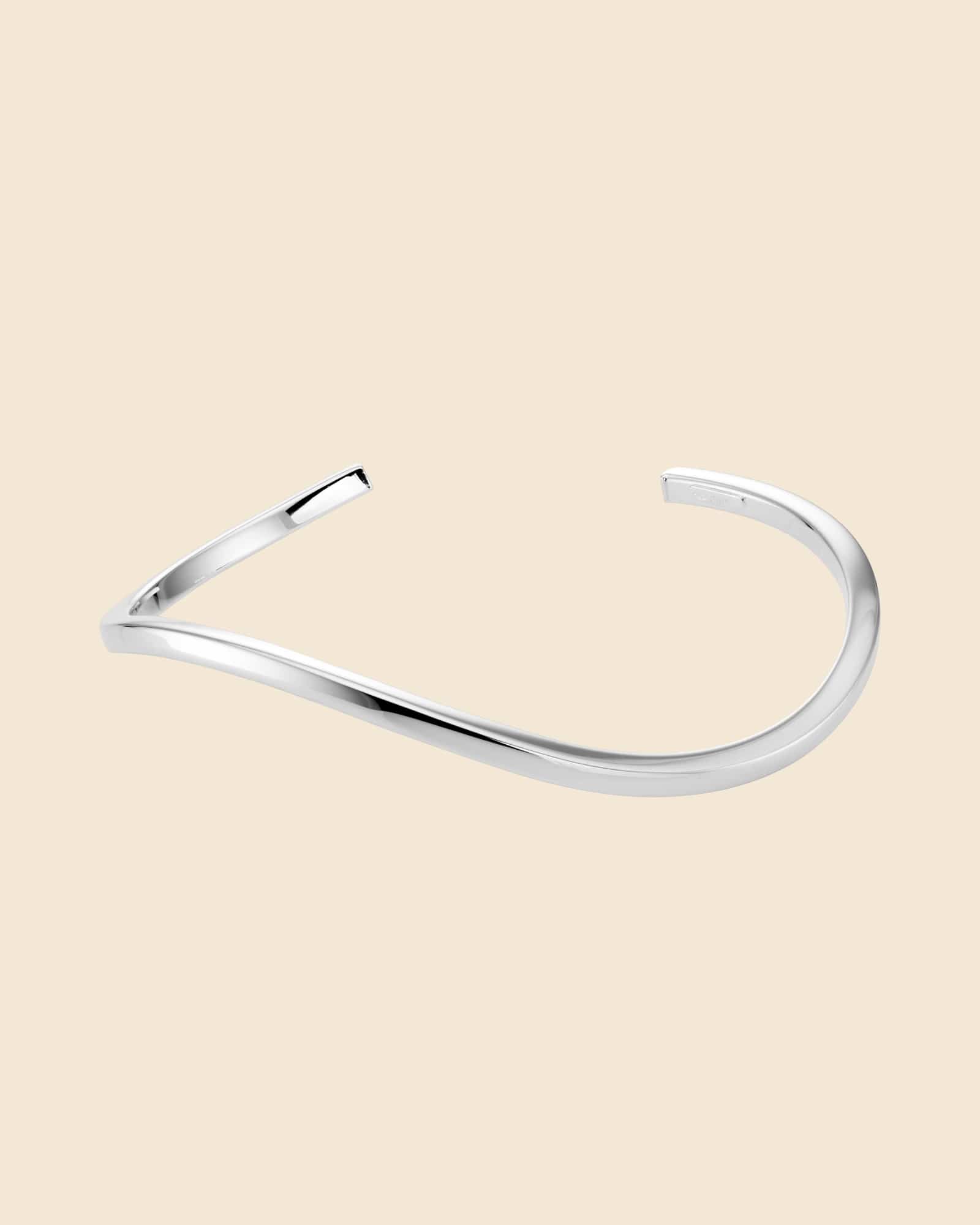 Sterling Silver Gentle Wavy Cuff Bangle