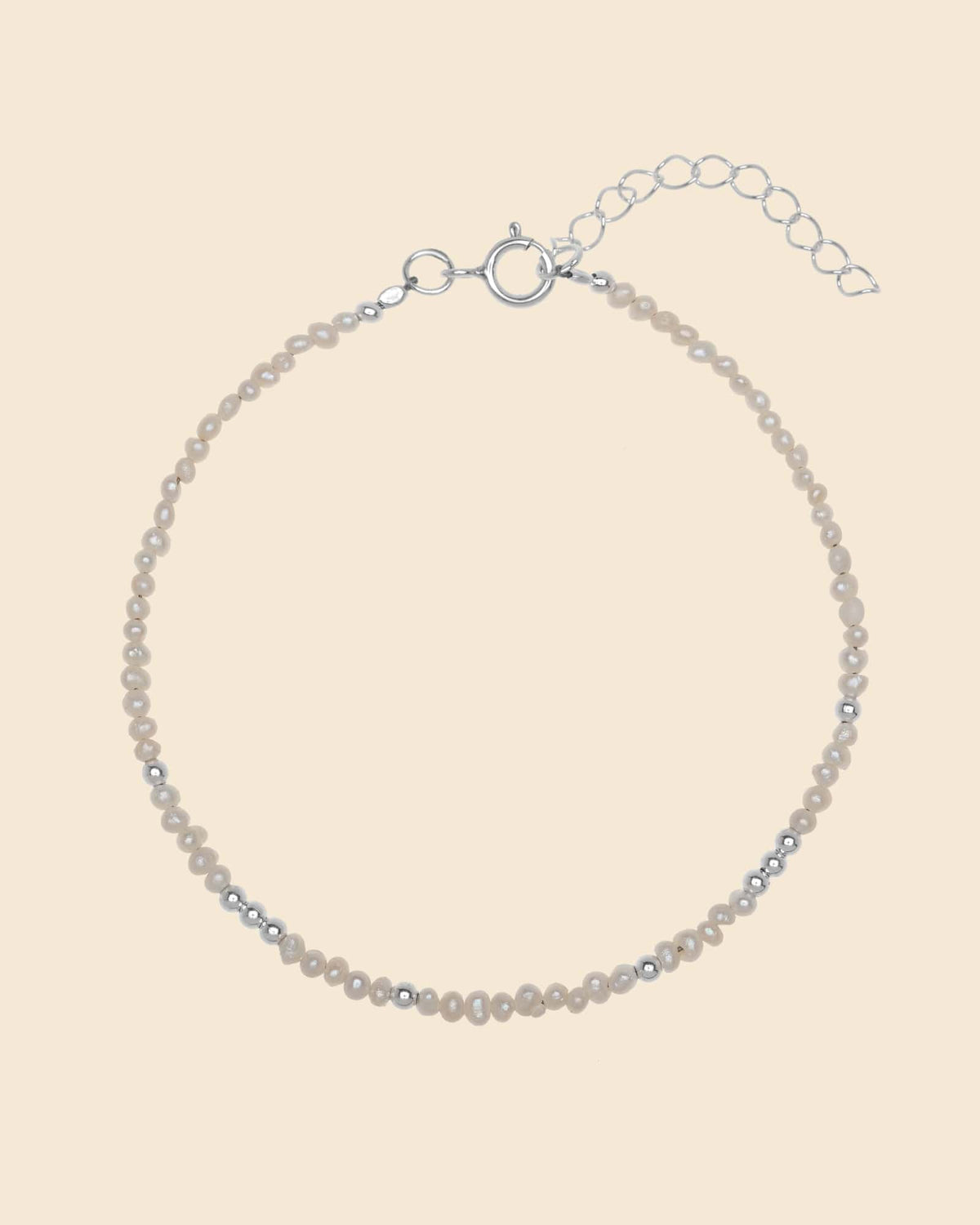 Sterling Silver and Micro Pearl Beaded Bracelet