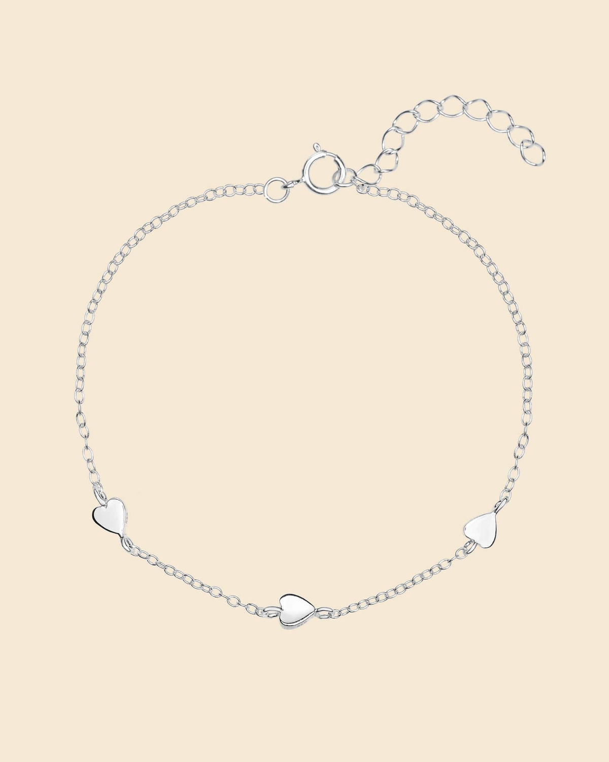 Sterling Silver Mini Trio Heart Bracelet