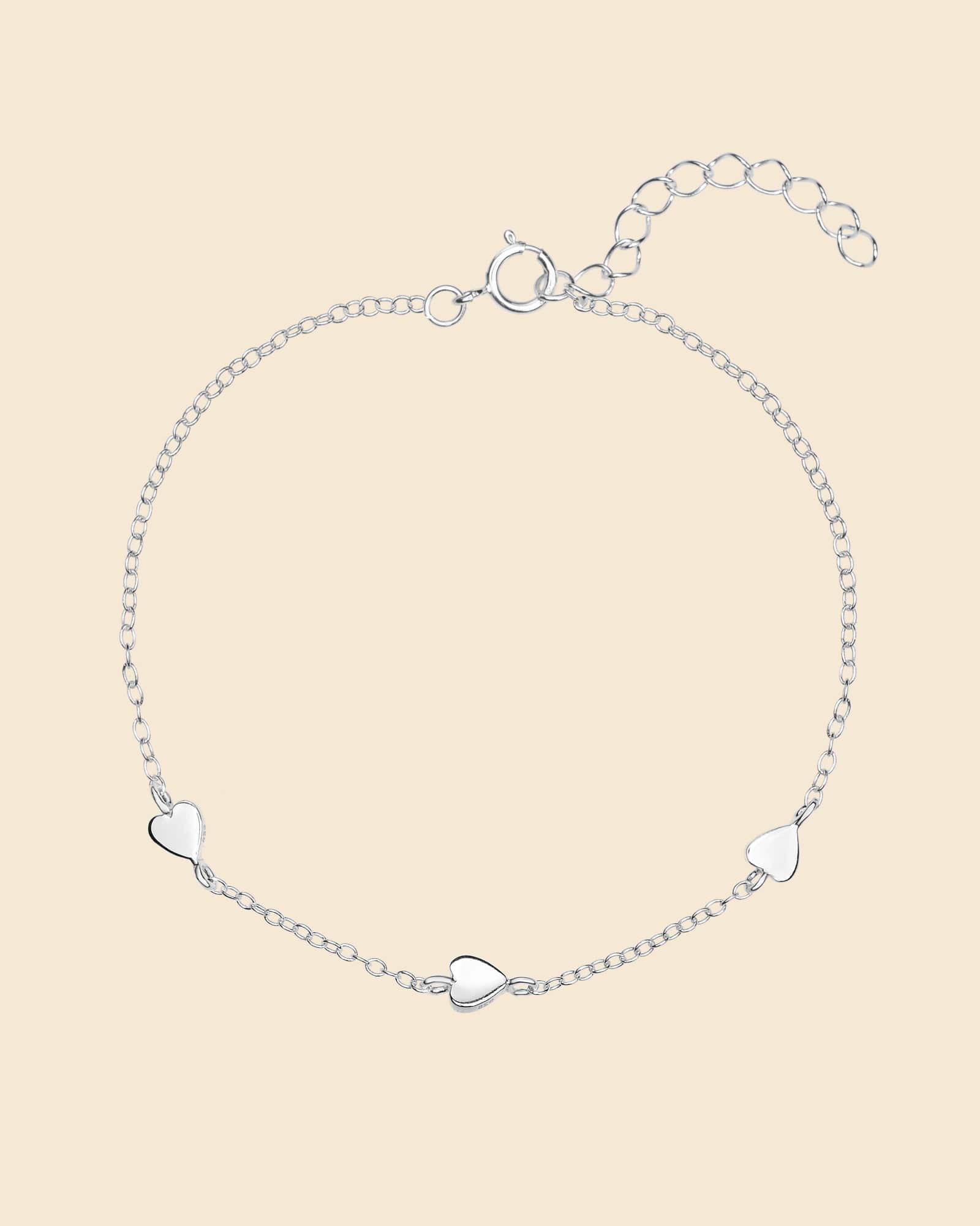Sterling Silver Mini Trio Heart Bracelet
