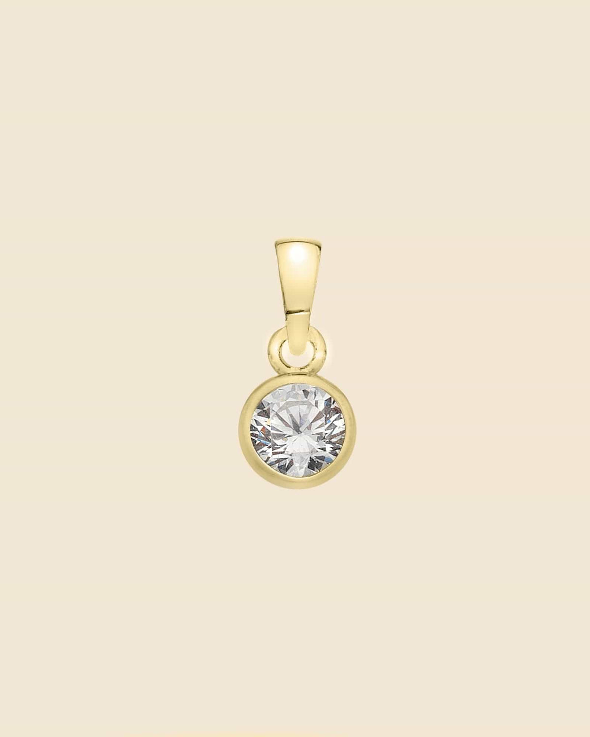 Gold Plated 6mm Solitaire Cubic Zirconia Pendant