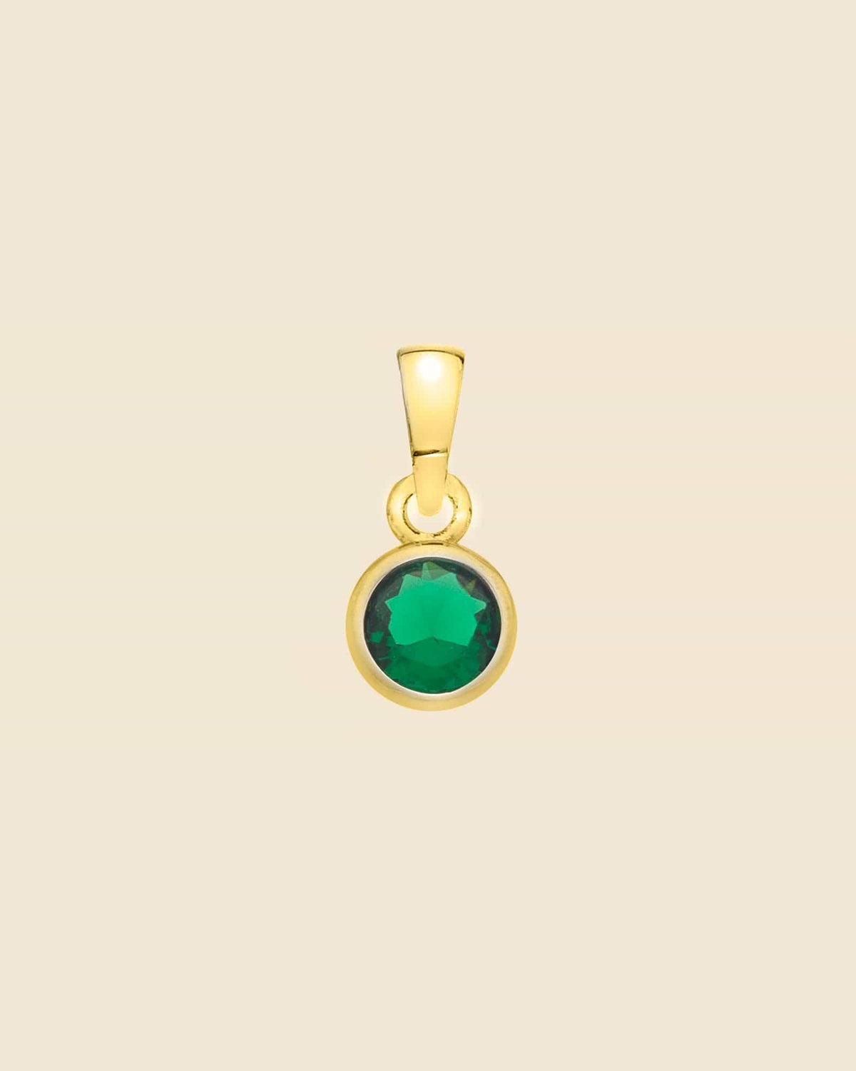 Gold Plated 6mm Solitaire Emerald Glass Pendant