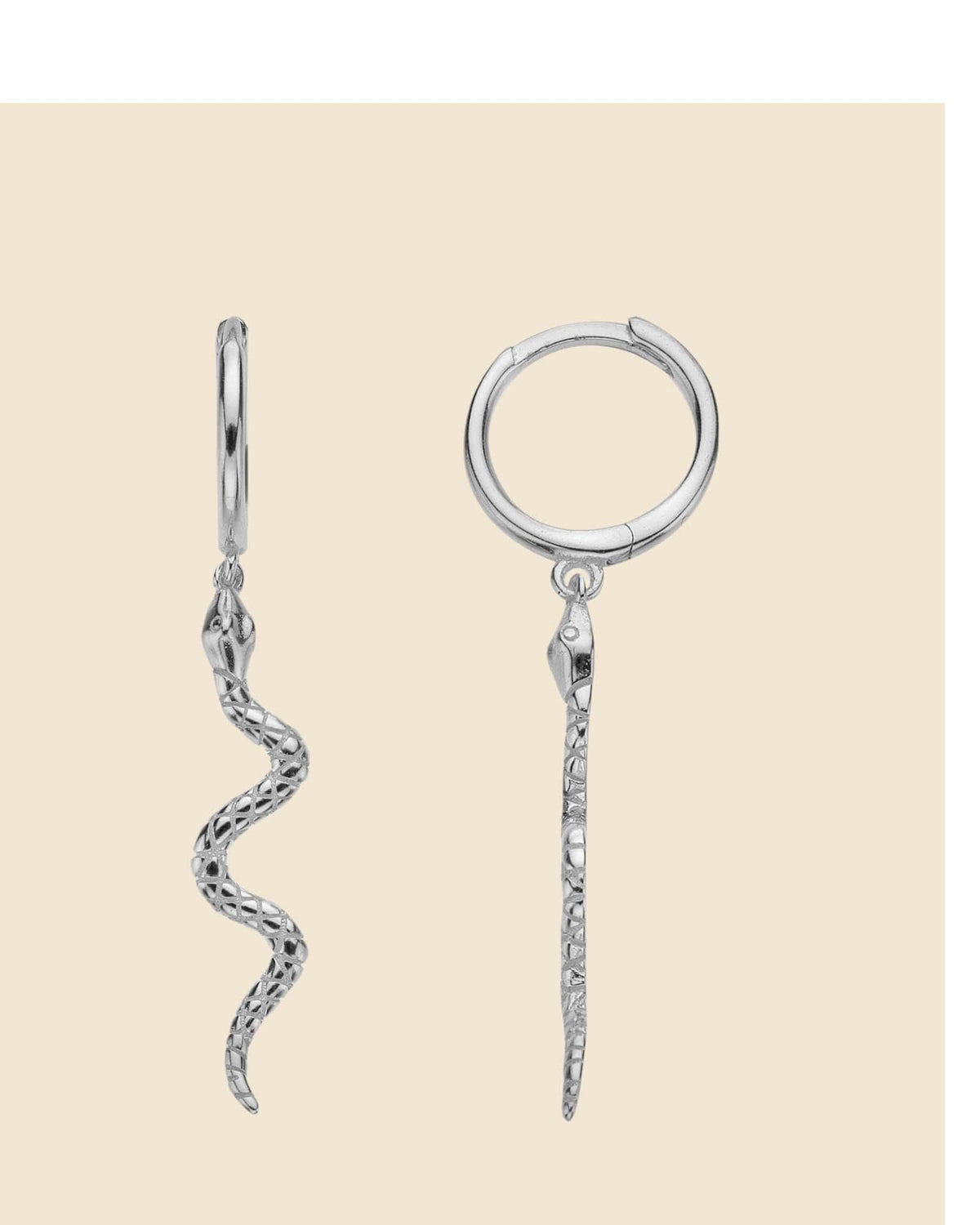Sterling Silver Snakey Charm Hoops