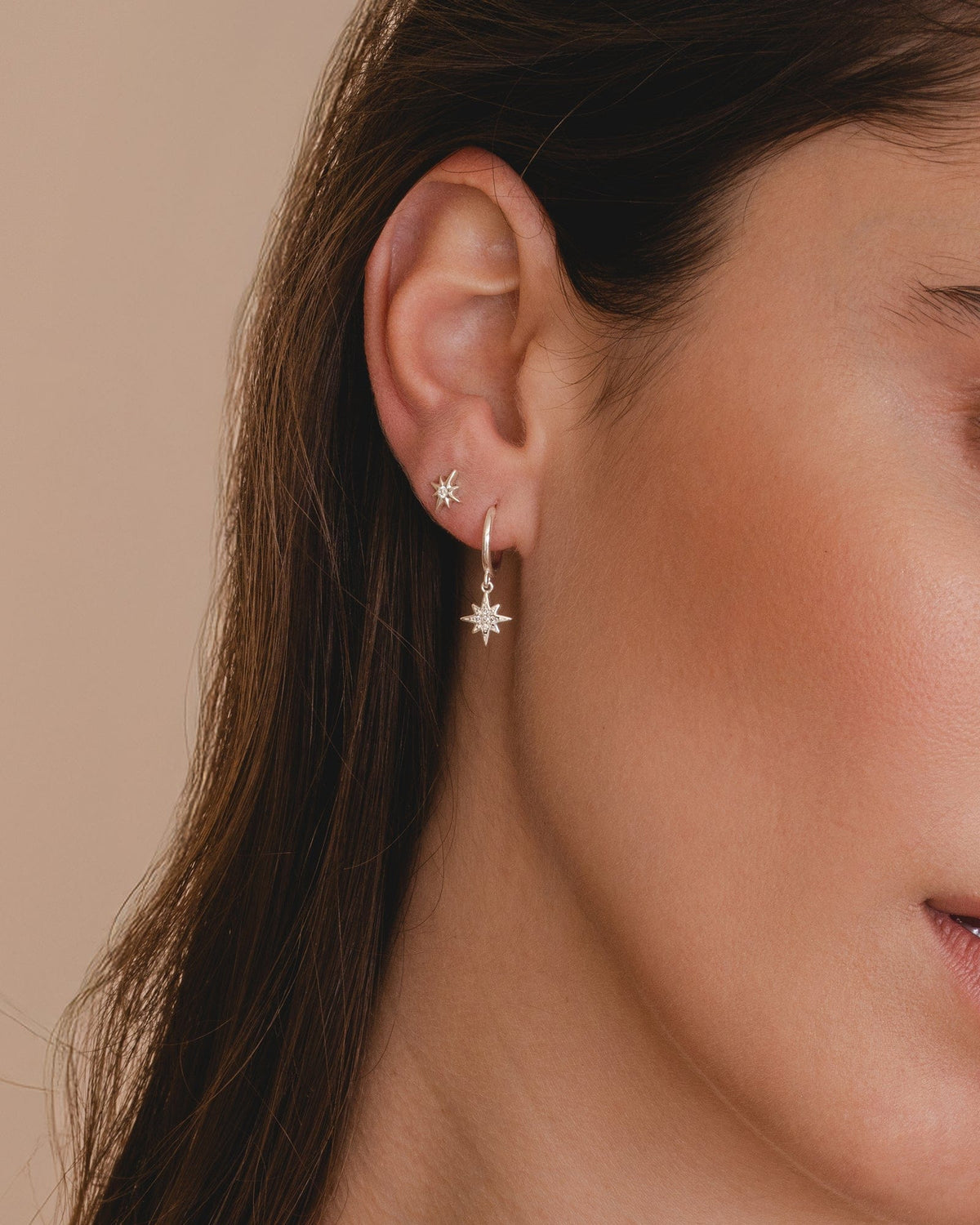 Sterling Silver and Cubic Zirconia North Star Studs