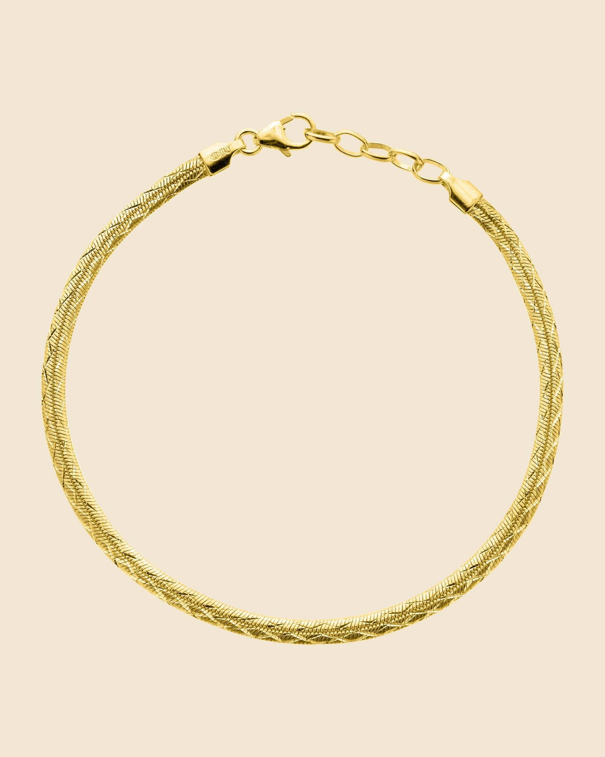 Gold Plated Etched Design Herringbone Bracelet