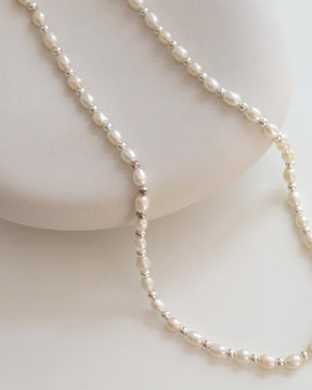 Sterling Silver and Pearl Beaded Necklace