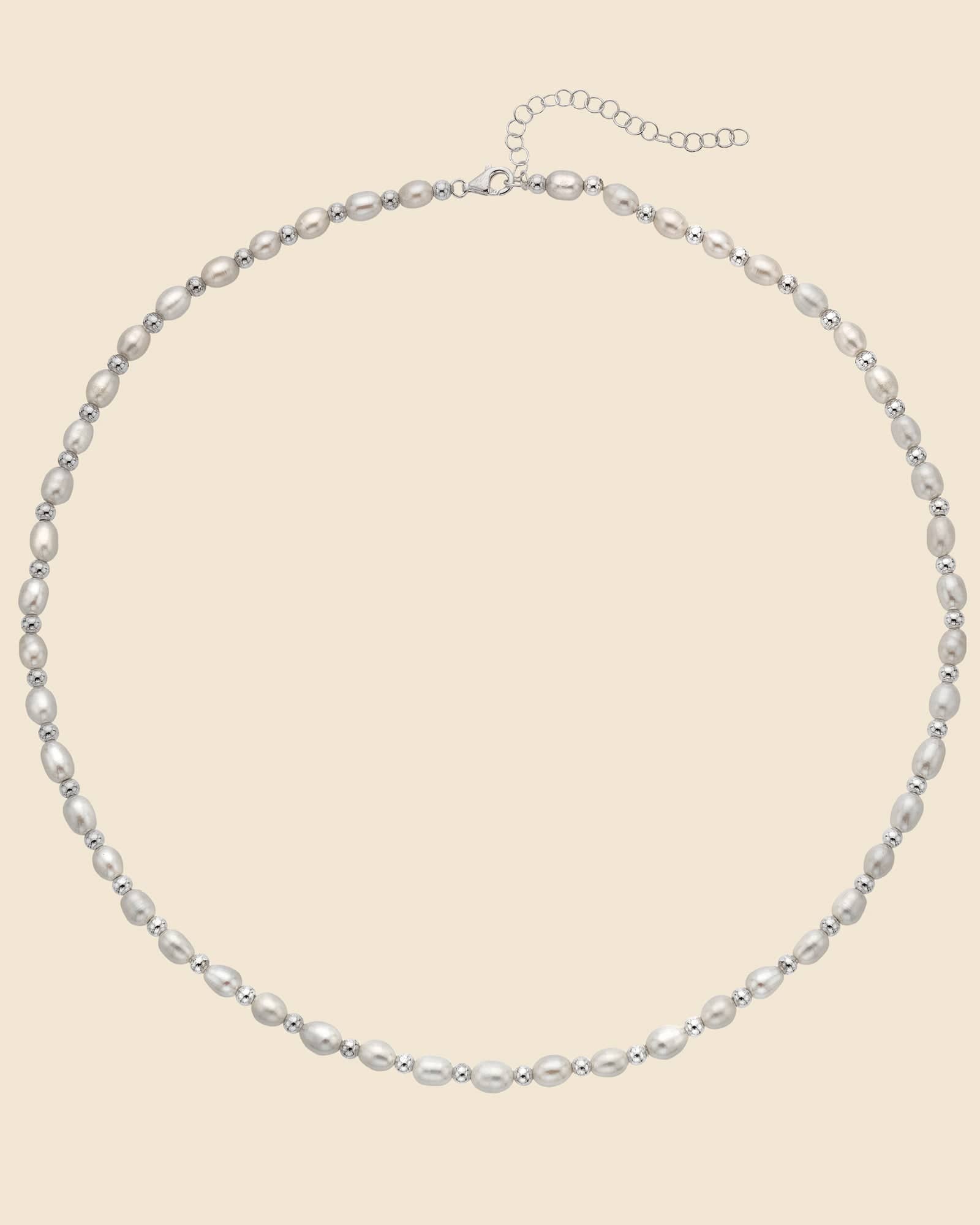 Sterling Silver and Pearl Beaded Necklace