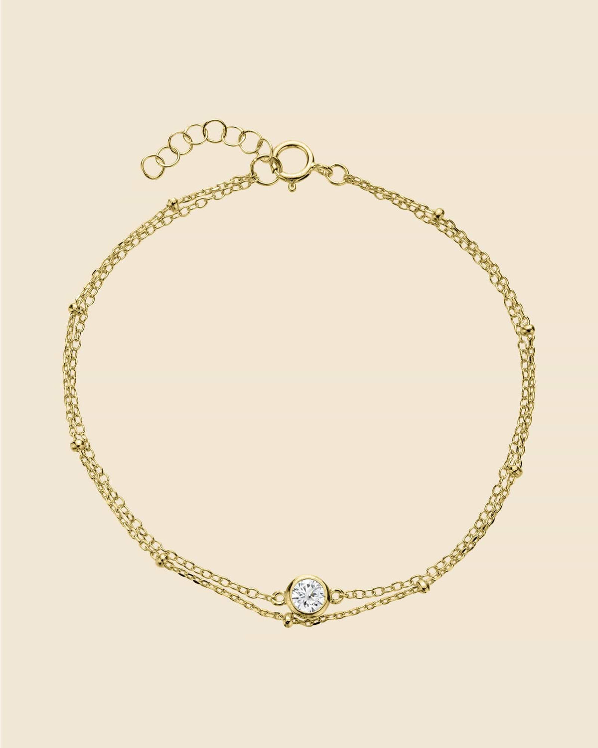 Gold Plated Simple Cubic Zirconia Layered Chain Bracelet