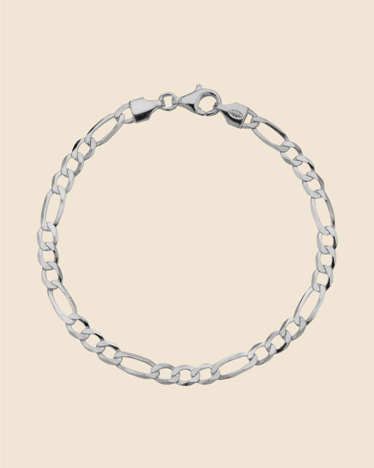 Sterling Silver Wide Figaro Chain Bracelet
