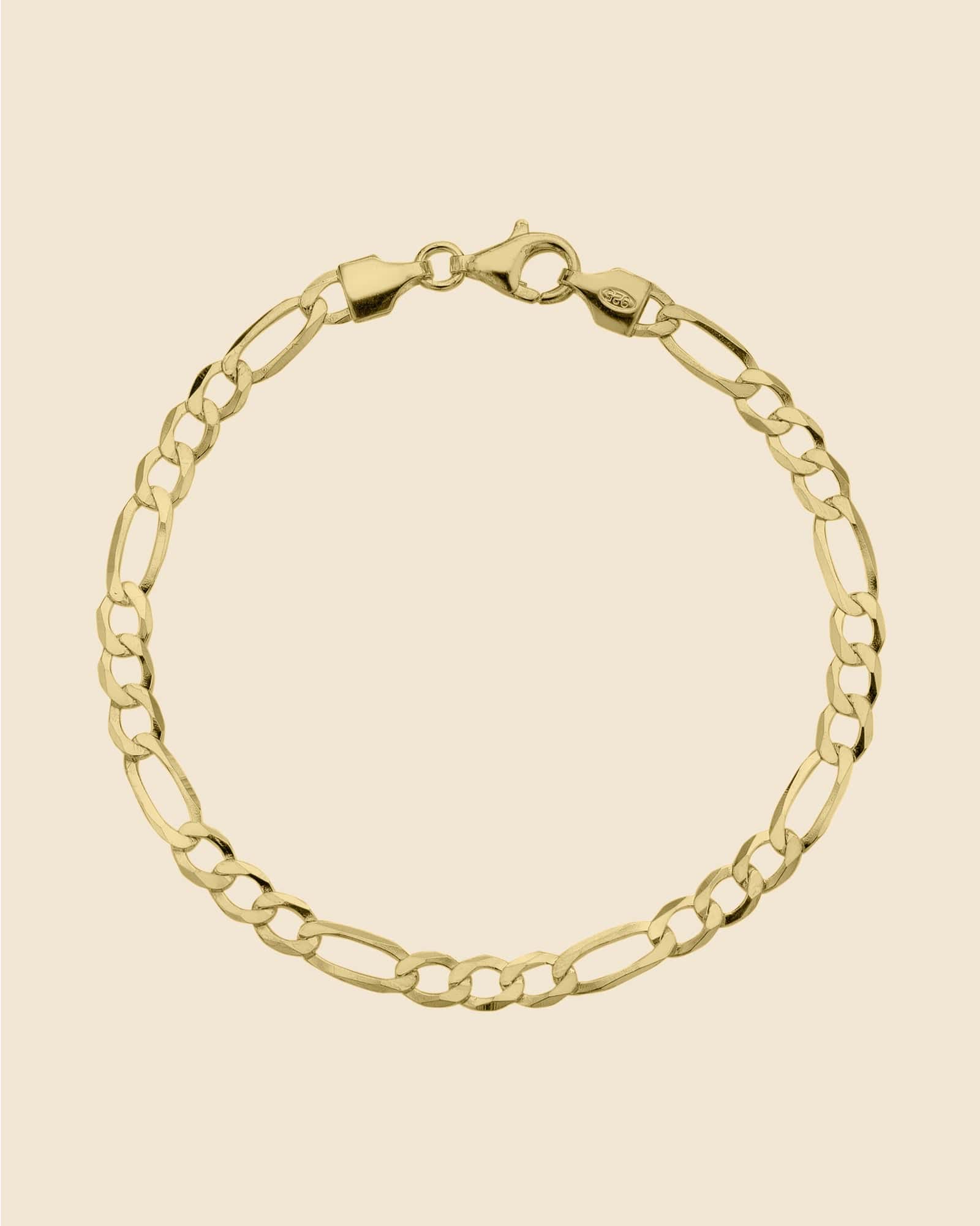 Gold Plated Wide Figaro Chain Bracelet