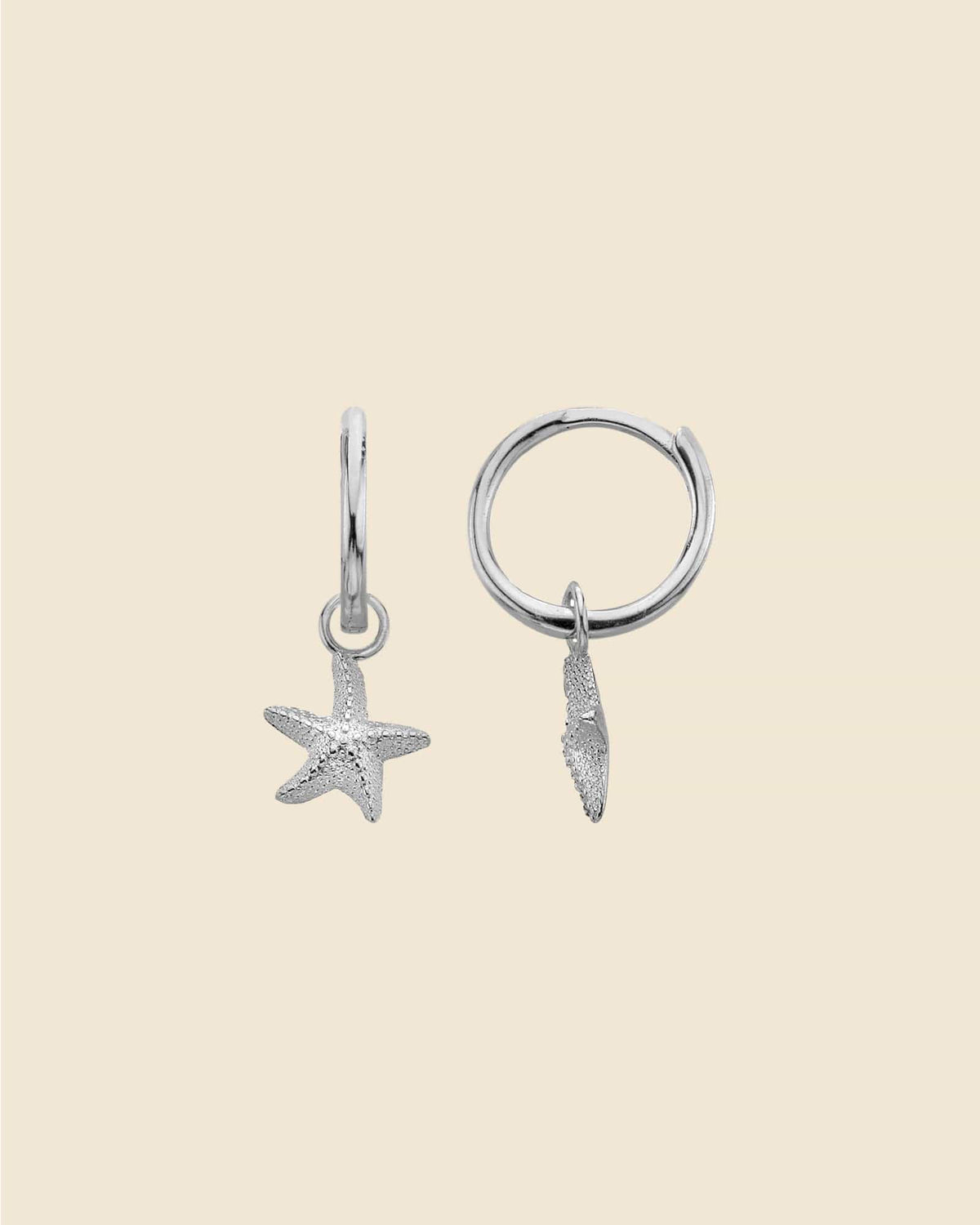 Sterling Silver Starfish Charm Hoops