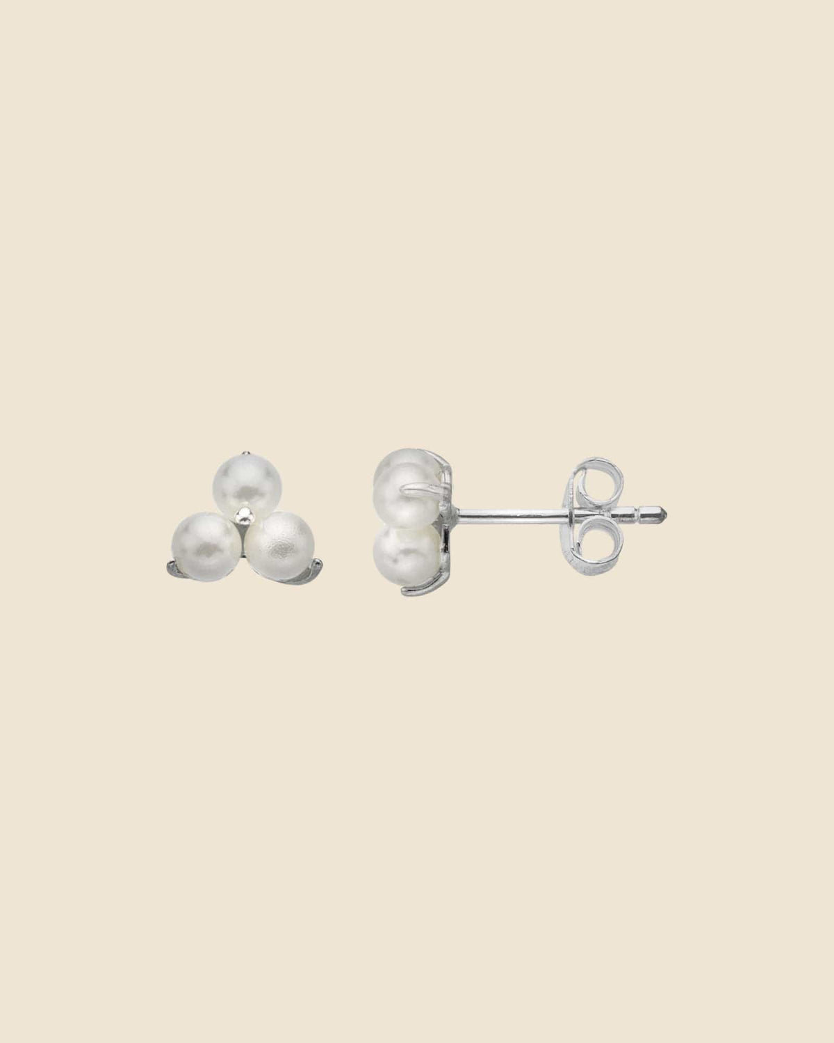 Sterling Silver Trio of Faux Pearls Studs