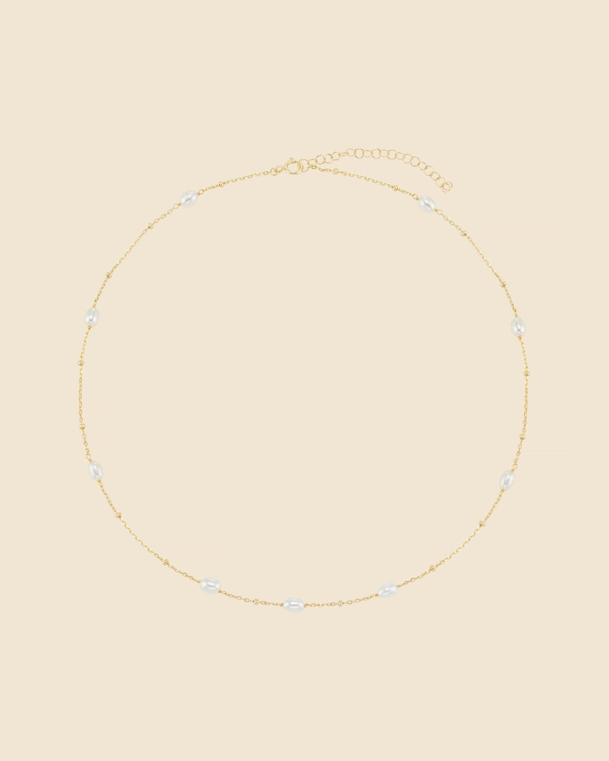 Gold Plated Freshwater Pearl Station Necklace