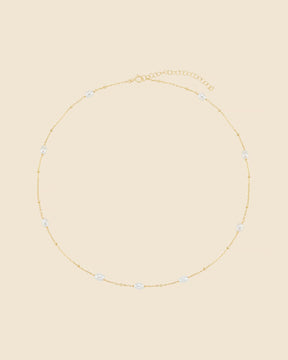 Gold Plated Freshwater Pearl Station Necklace