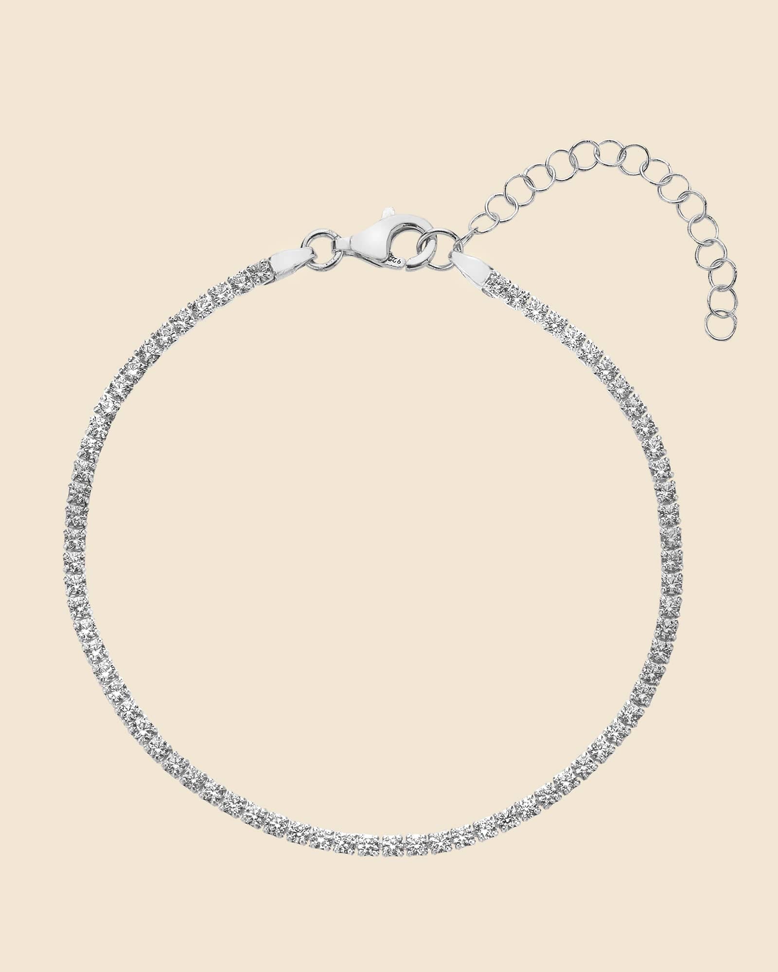 Sterling Silver and Cubic Zirconia Square Set Tennis Bracelet