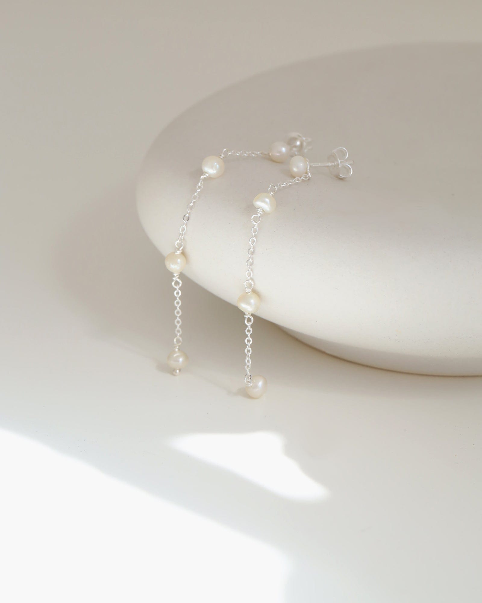 Sterling Silver and Pearl Drop Earrings