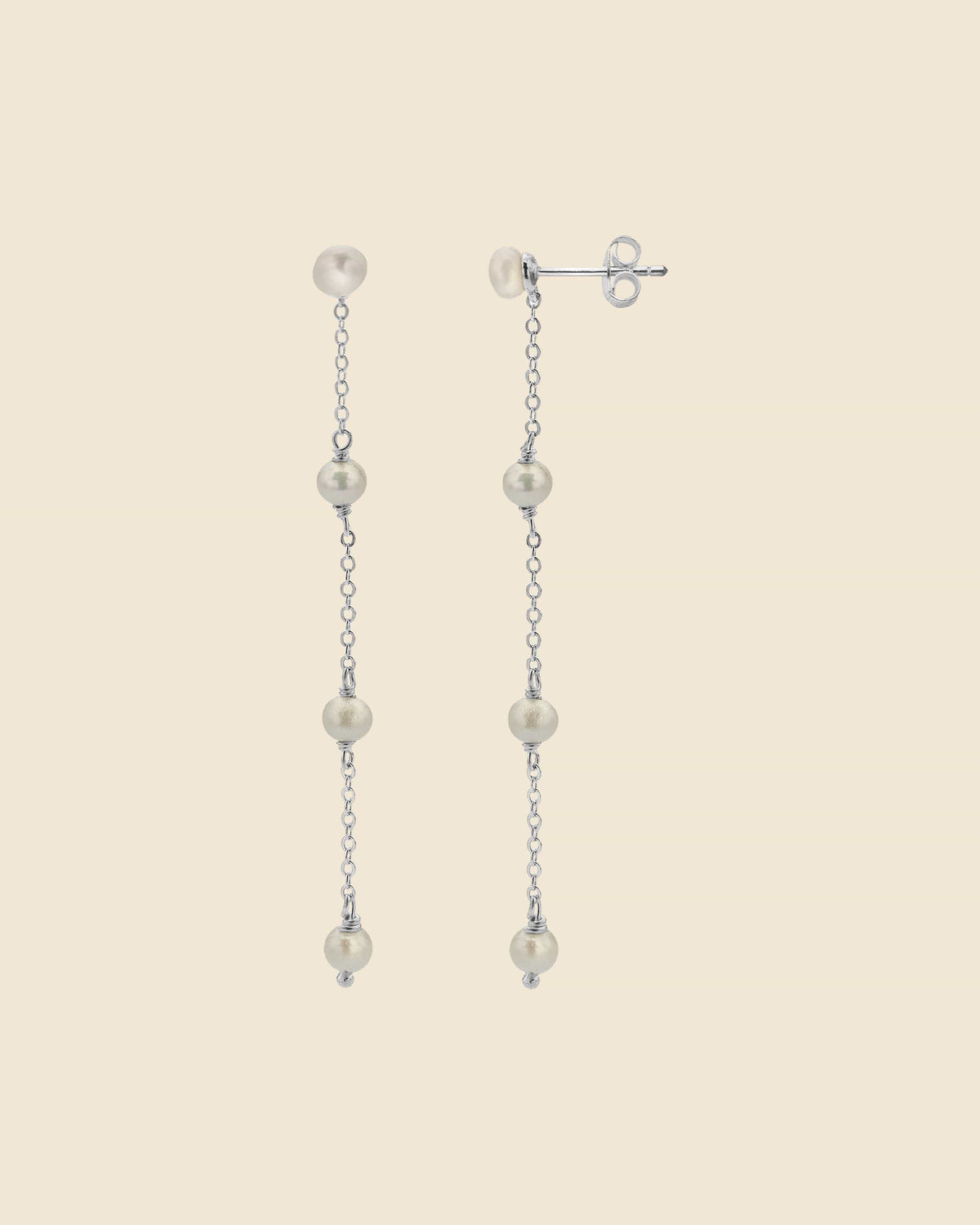 Sterling Silver and Pearl Drop Earrings