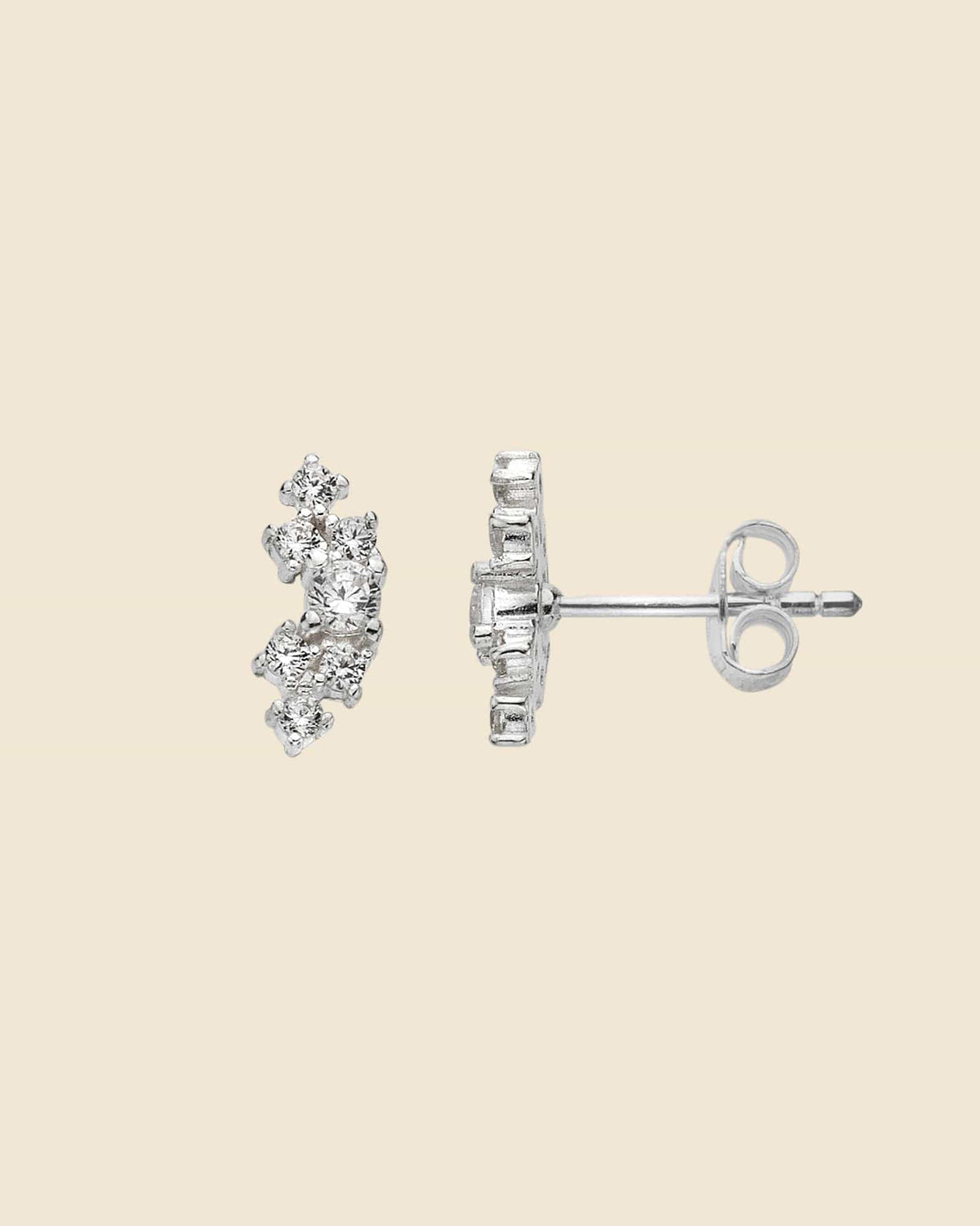 Sterling Silver and Cubic Zirconia Mini Cluster Studs