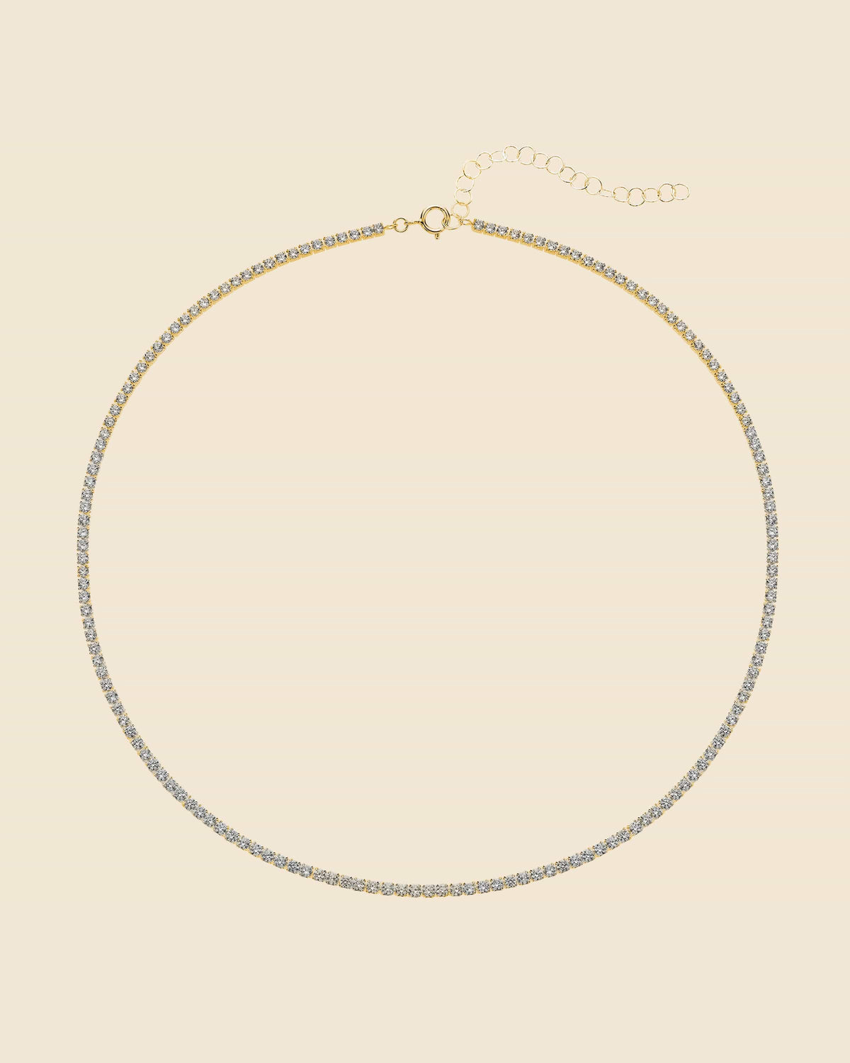 Gold Plated Sterling Silver and Cubic Zirconia Tennis Necklace