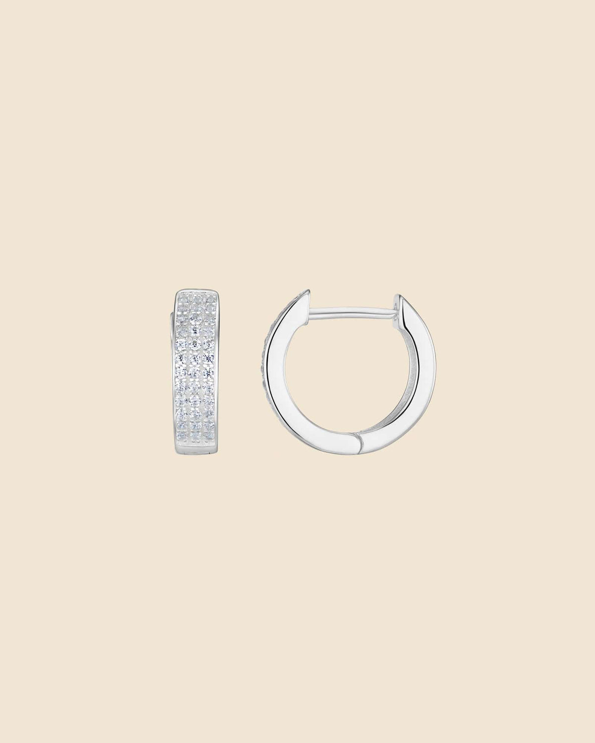 Sterling Silver and Cubic Zirconia Pave Classic Hoops