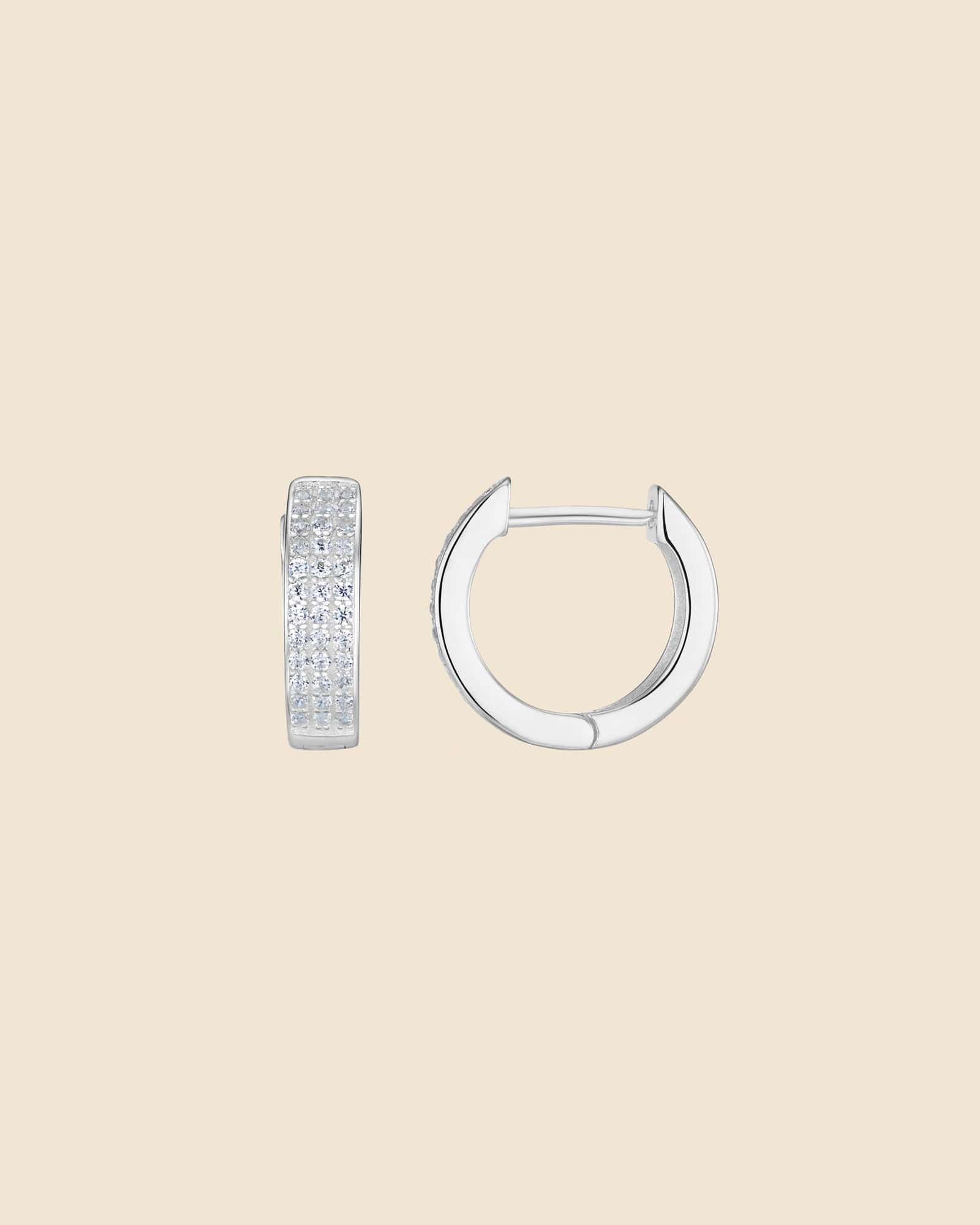 Sterling Silver and Cubic Zirconia Pave Classic Hoops