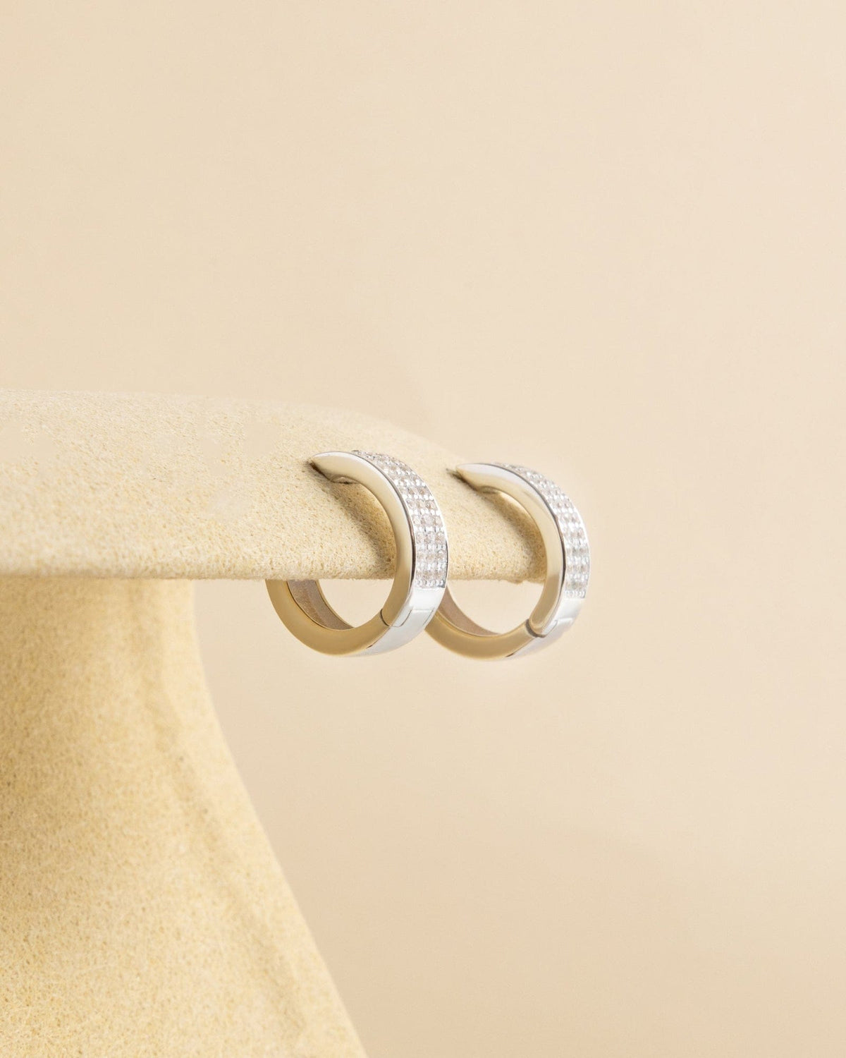 Sterling Silver and Cubic Zirconia Pave Classic Hoops