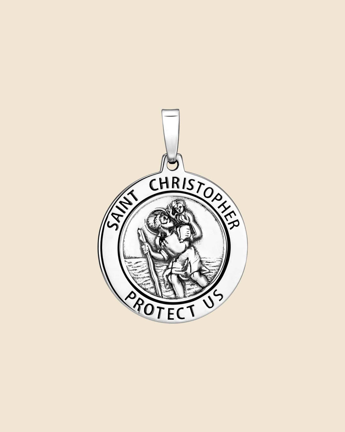Sterling Silver Oxidised St Christopher Pendant