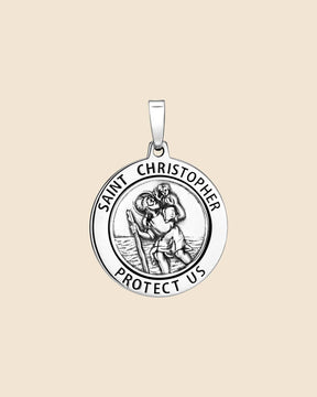 Sterling Silver Oxidised St Christopher Pendant