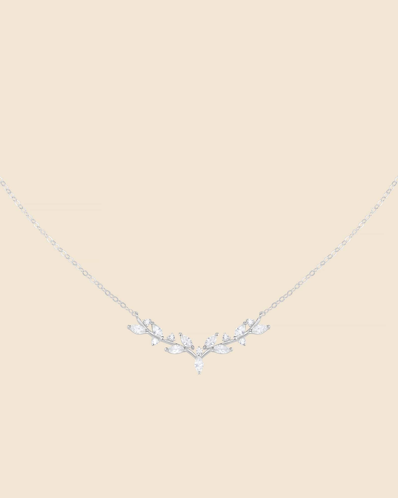 Sterling Silver and Cubic Zirconia Vine Necklace