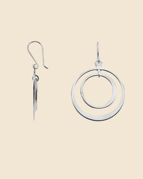 Sterling Silver Flat Circle Drop Earrings.