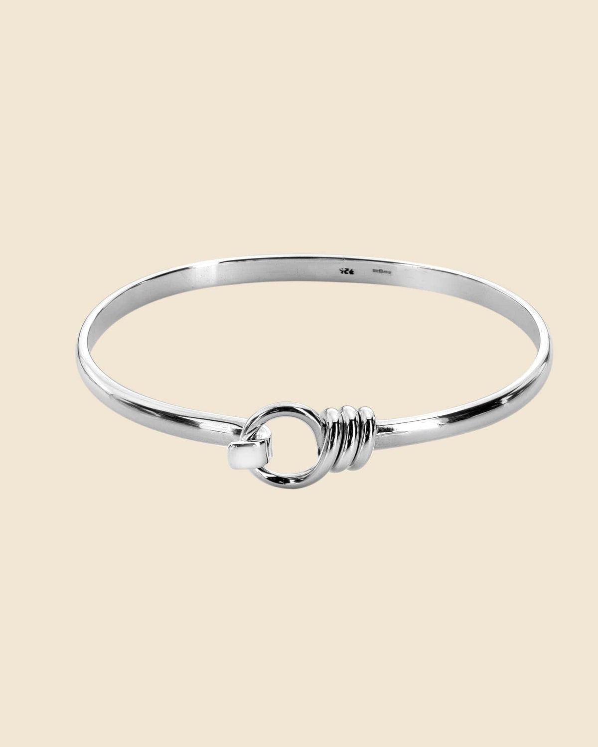 Sterling Silver Bangle with Looped Rope Fastening