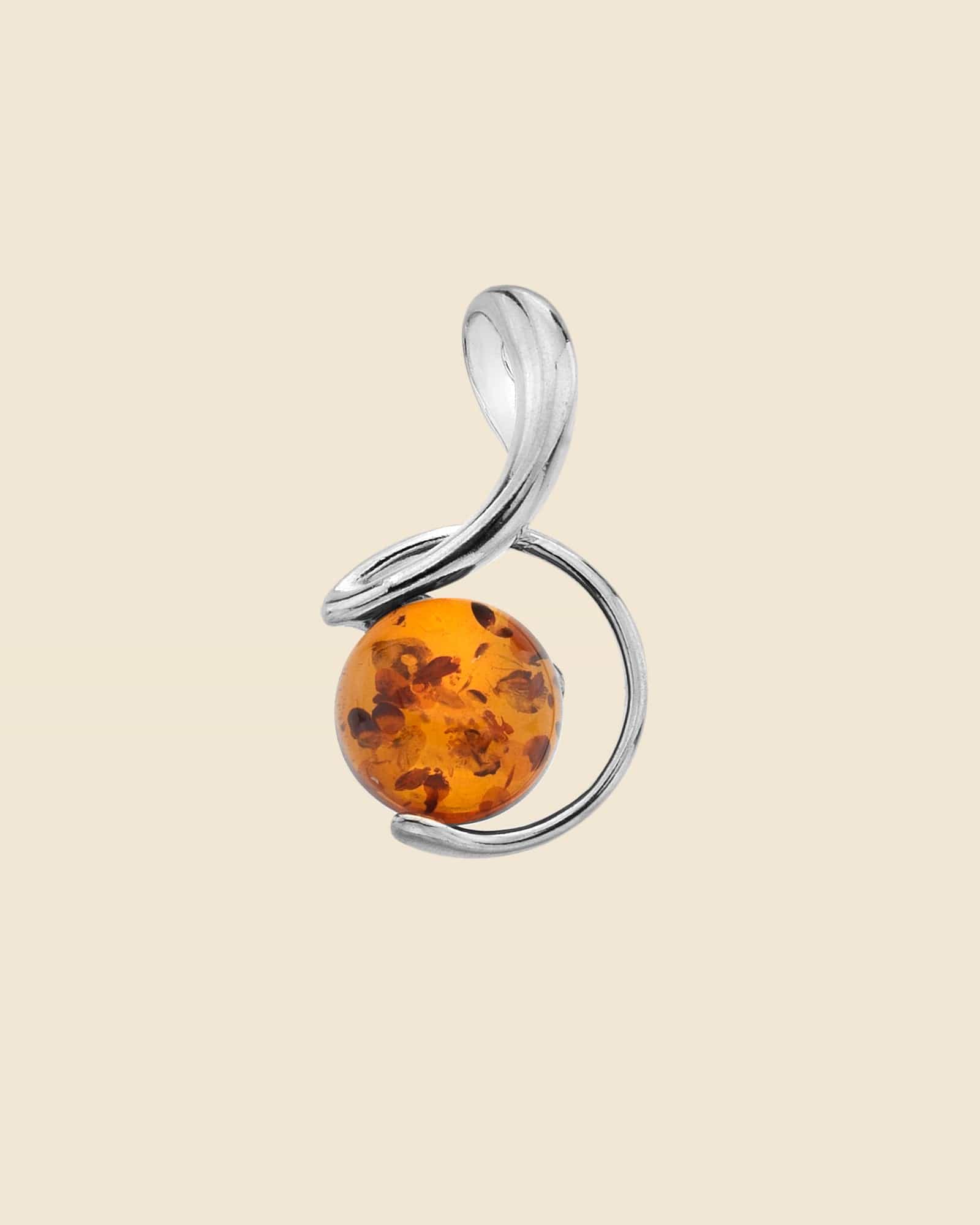 Sterling Silver and Amber Curl Pendant
