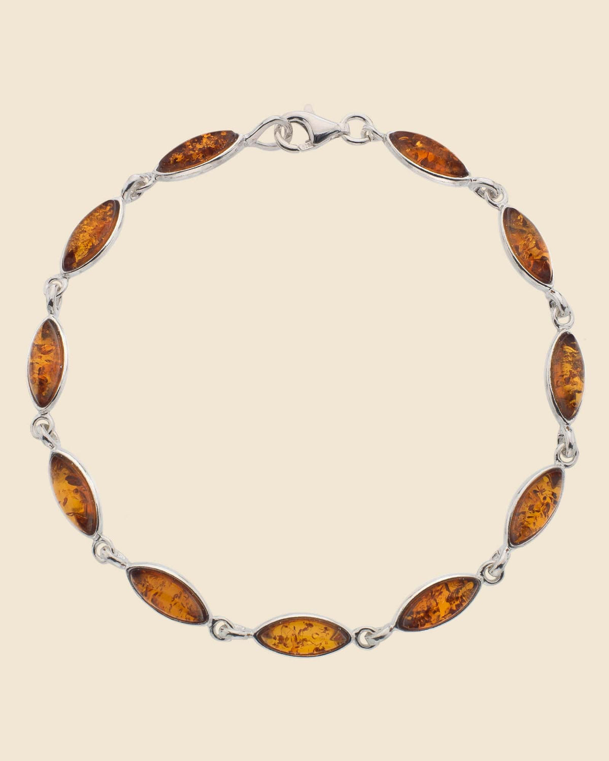 Sterling Silver and Amber Marquise Bracelet