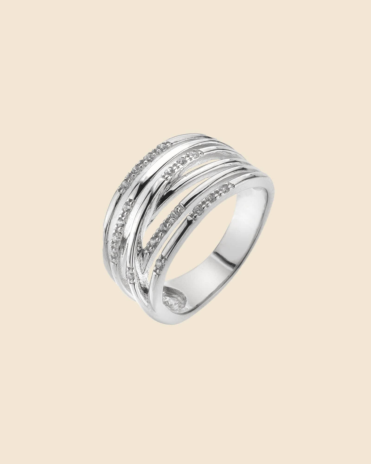Sterling Silver And Cubic Zirconia Multiband Ring