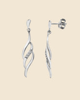 Sterling Silver and Cubic Zirconia Triple Wave Earrings