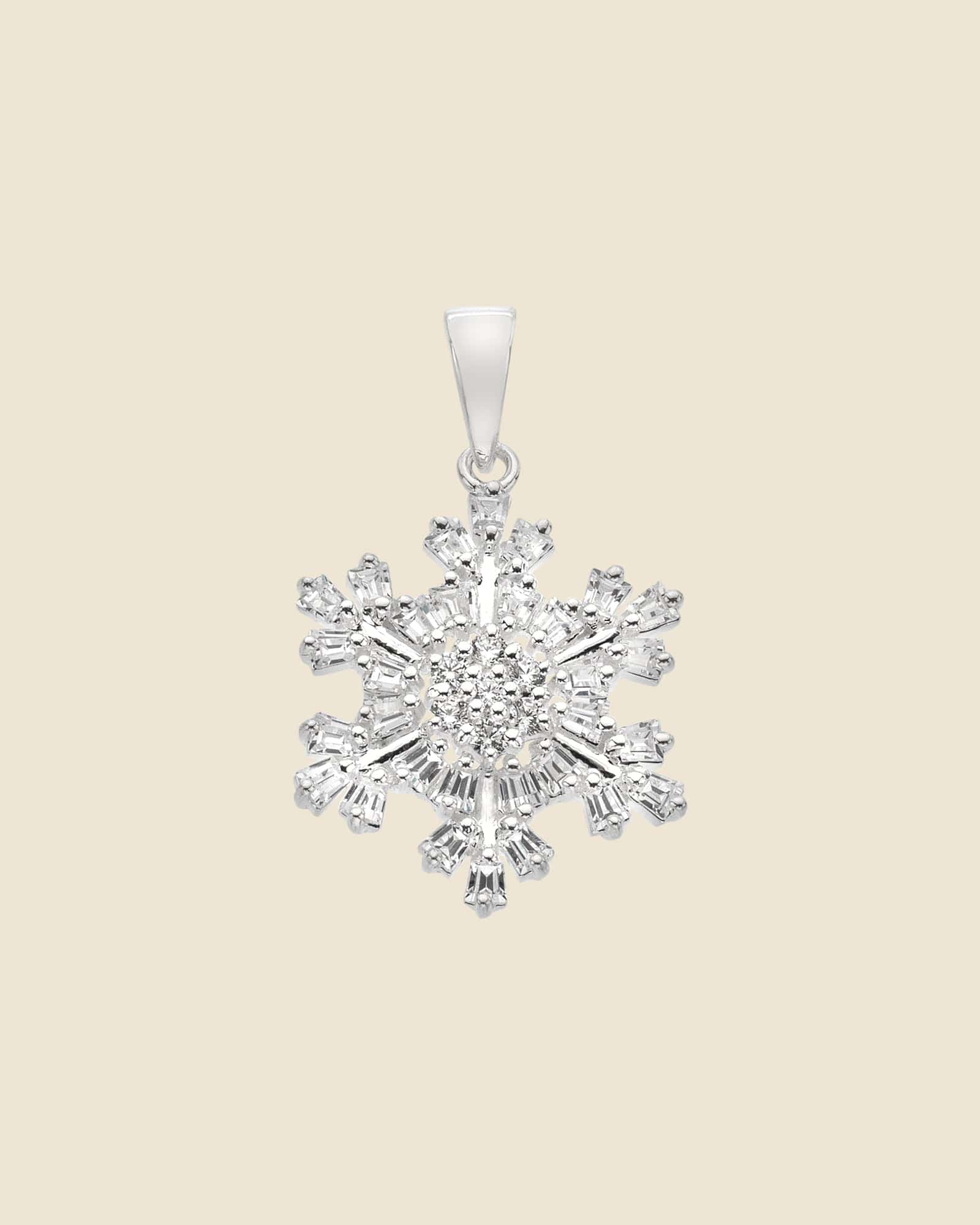 Sterling Silver and Cubic Zirconia Snowflake Pendant