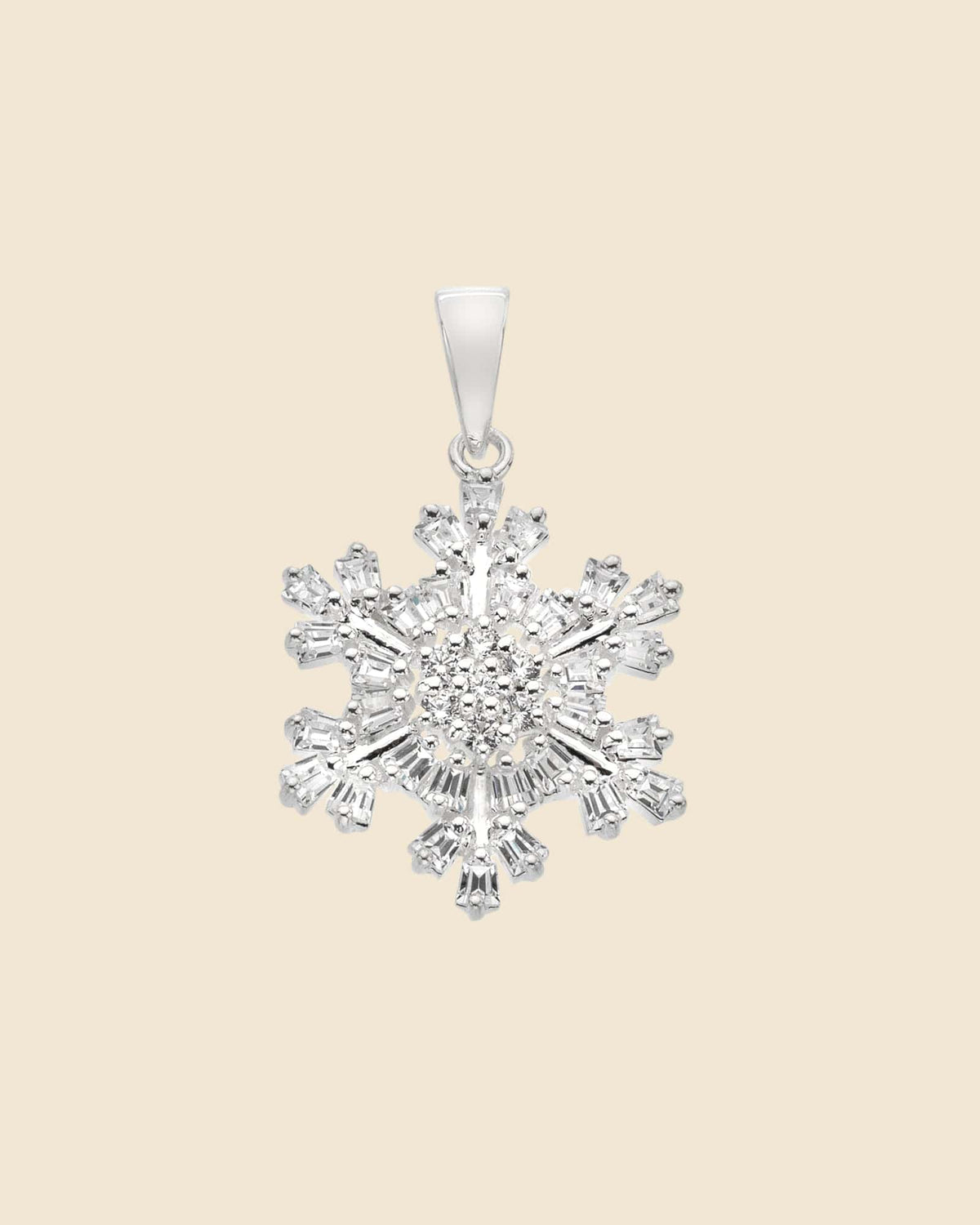 Sterling Silver and Cubic Zirconia Snowflake Pendant